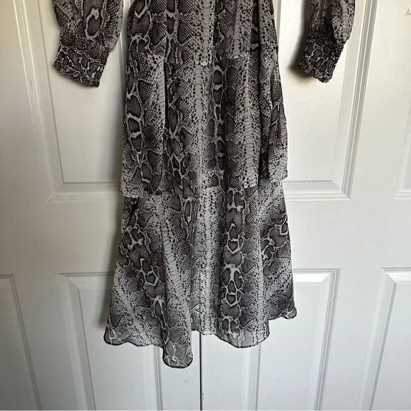 SAM EDELMAN | Snake Reptile Print Layered Dress Gray Black White | Size Large - Picture 10 of 11